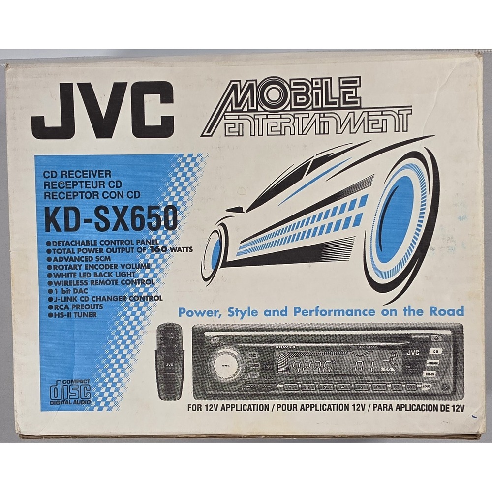 JVC KD-SX650 CD Player In Dash Receiver With Removable Front Display